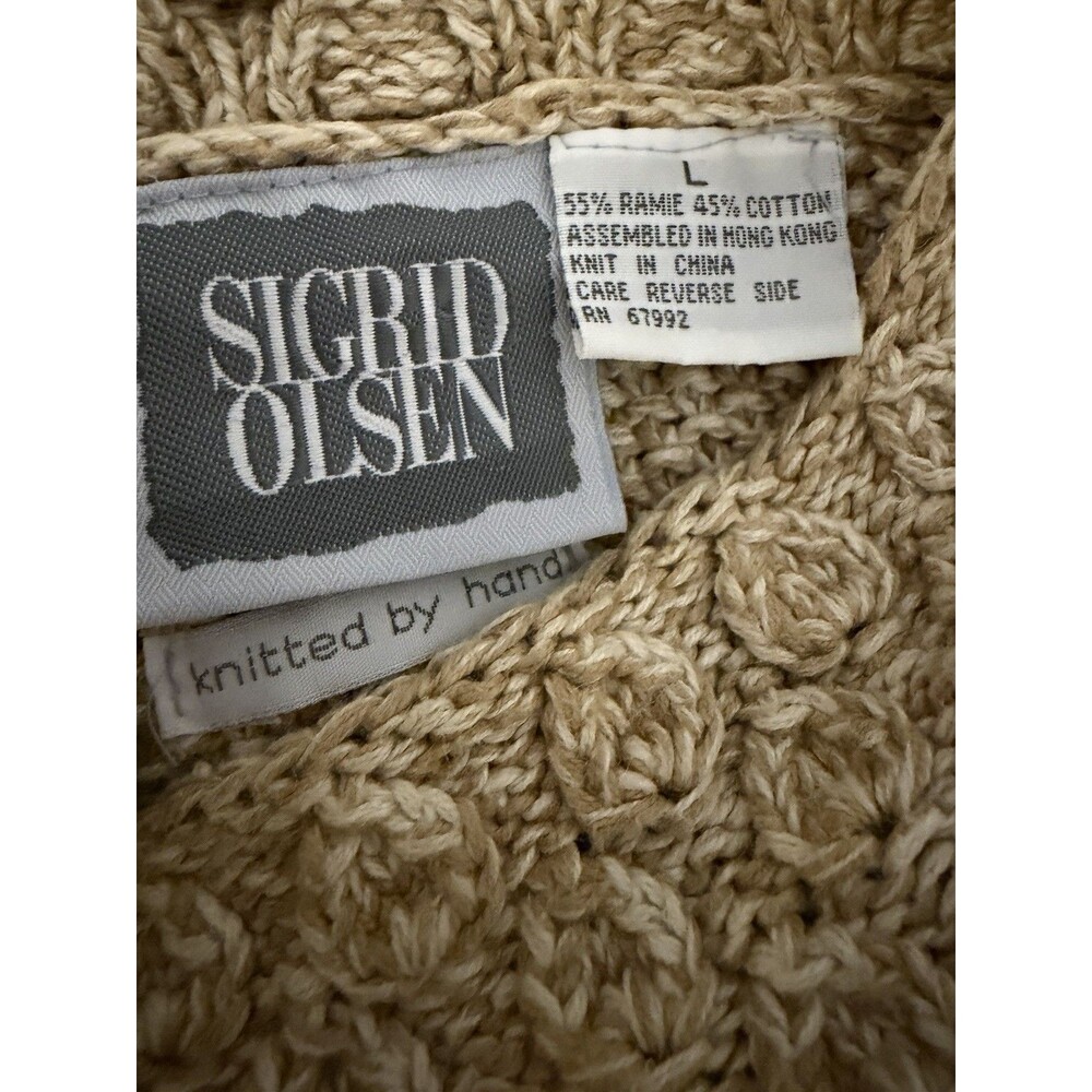 Sigrid Olsen Hand Knit Sweater Sz l large Long Sleeve Hand Knit Colorful Silk - Picture 11 of 12